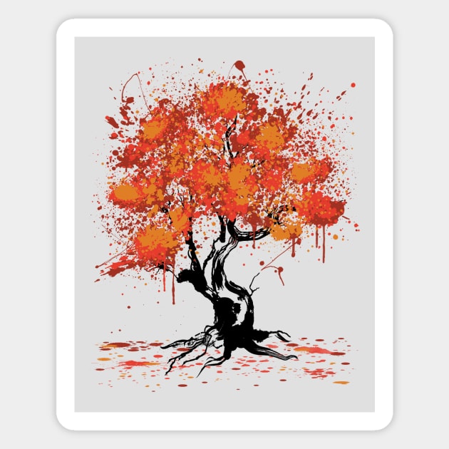 Autumn Tree Painting Magnet by DrMonekers